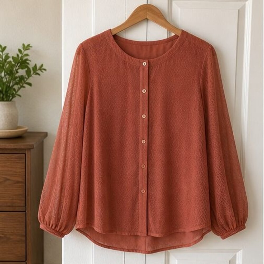 Rust Smocked Top